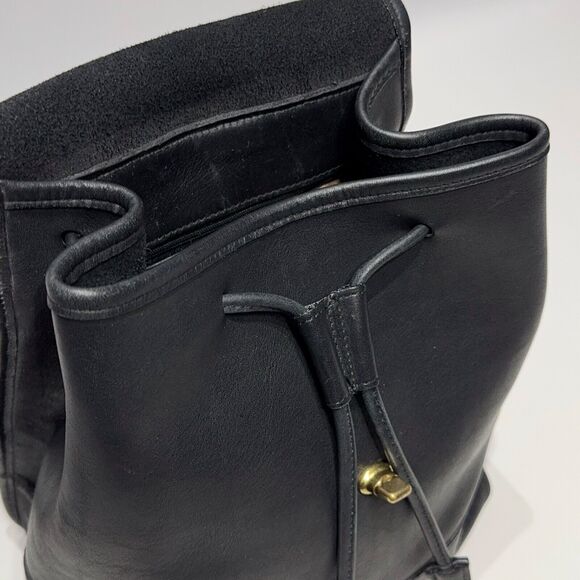 Vintage 90s Y2K Coach 9791 Black Leather Turn Lock Day Bag Backpack - Picture 12 of 16